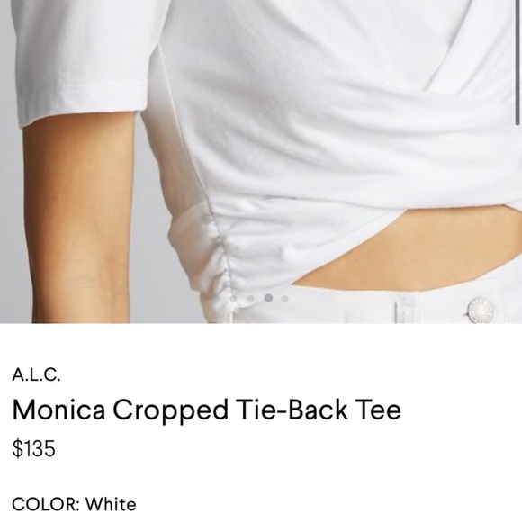 A.L.C. Monica Cropped Tie-Back Short Sleeve Cotton Tee New Size Medium - Picture 5 of 13